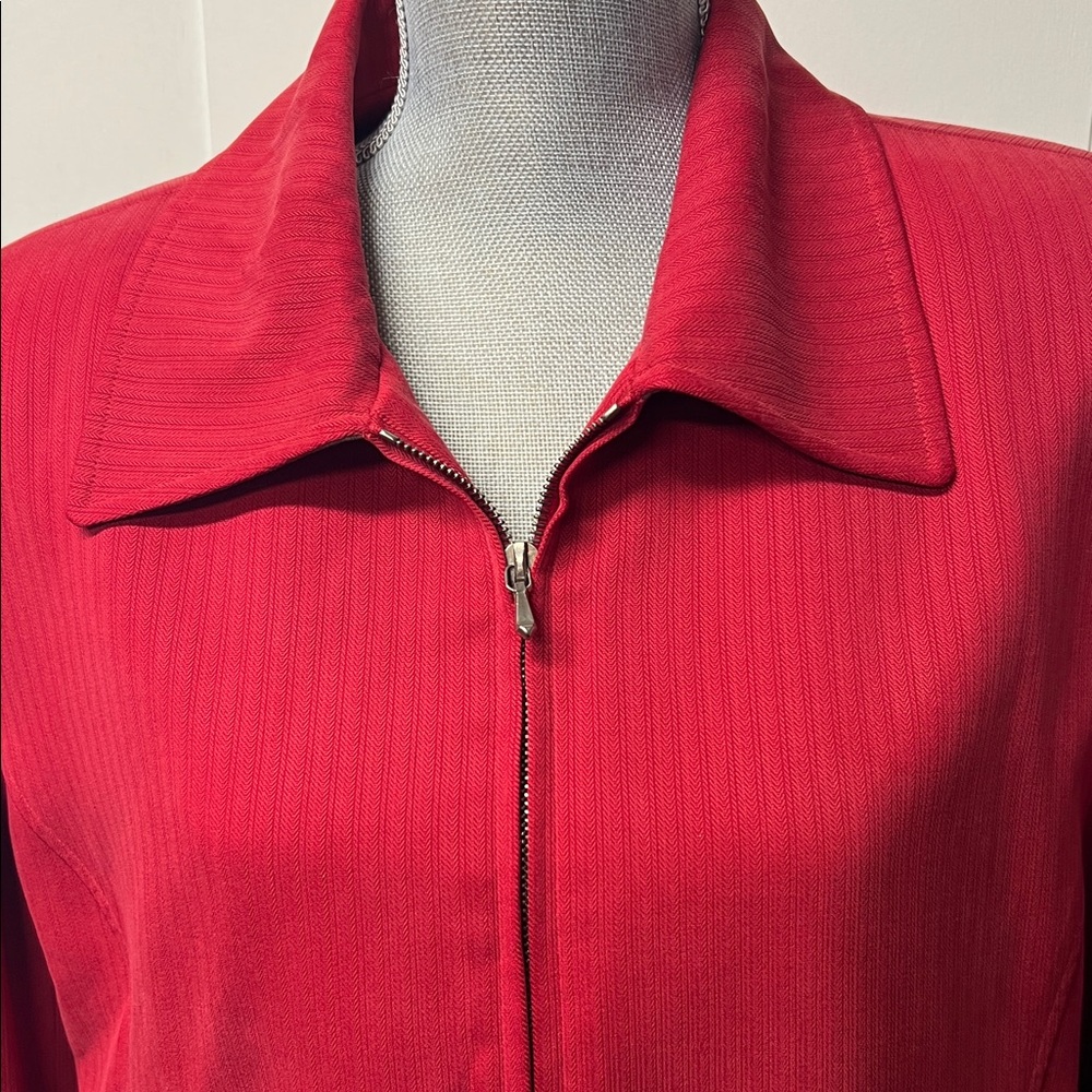 Carlisle brand soft red cropped front zipper jacket. - Picture 4 of 13